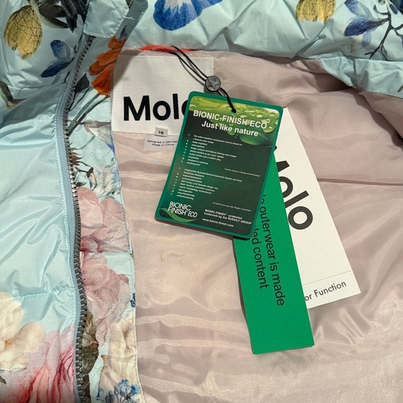 Molo sky blue pink rose Heike Floral Puffer Vest girls 176 / 16 XL - Picture 4 of 6